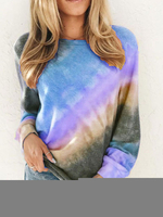 Sweat à capuche ras du cou pour femme Sweat à manches longues tie-dye