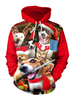 Sweat À Capuche Rouge De Noël Extensible Costumes De Vacances Occasionnels Imprimé Chien Et Chat