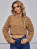 Sweat à Capuche Teddy à Col Montant à Zip Femme avec Les Manches Longues avec Poche Taille Haute Sweat à Capuche Femme