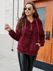 Sweat à Capuche Teddy Femme avec Manches Longues à Zip avec Poches Unicolore