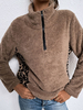 Sweat à Capuche Teddy Femme Imprimé Léopard Court avec Manches Longues avec Poches Bicolores Sweat Femme