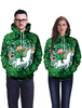 Sweat À Capuche Vert Imprimé Unisexe St Patrick Licorne Déguisements