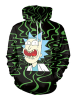 Sweat à capuche vert pour hommes Rick and Morty imprimé à capuche et à manches longues