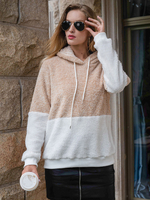 Sweat à Capuches Femmes Teddy Courts avec Manches Longues Cousu Bicolores Sweat Femmes Courts
