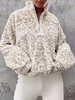 Sweat Capuche Femme Ecru Blanc Manches Longues Sweat Capuche Polyester Imprimé Léopard