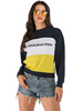 Sweat Femme avec Les Manches Longues Imprimé avec Les Mots en Coton Sweat Bleu Femme