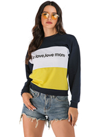 Sweat Femme avec Les Manches Longues Imprimé avec Les Mots en Coton Sweat Bleu Femme