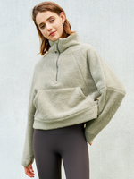 Sweat Femme Col Montant Poche Manches Longues Fermeture Éclair
