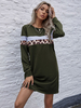 Sweat Femme Courte Imprimé à Col Rond avec Manches Longues Trciolores Robe Femme