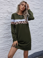 Sweat Femme Courte Imprimé à Col Rond avec Manches Longues Trciolores Robe Femme
