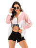 Sweat Femme Décontracté à Col Rond avec Manches Longues Amples à Zip Bicolores