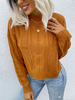 Sweat Femme en Côtelé Courte à Col Rond avec Manches Longues Unicolore Sweat Femme