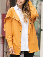 Sweat Femme Hiver à Col Revers à Capuche à Lacets avec Boutons avec Les Manches Longues Unicolore Sweat Femme