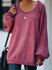 Sweat Femme Hiver à Col Rond avec Les Manches Longues Amples Unicolore Sweat Femme