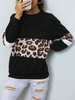 Sweat Femme Imprimé Léopard à Col Rond avec Manches Longues Décontracté Sweat Femme