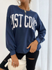 Sweat Femme Imprimé Mots à Col Rond avec Manches Longues Bicolores
