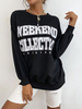 Sweat Femme Imprimé Mots avec Manches Longues Amples Bicolores