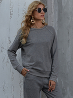 Sweat Femmes Courts à Col Rond avec Manches Longues Unicolore Sweat Femmes Courts