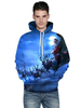 Sweat modeste à capuche en lycra spandex Top manches longues normal bleu motif de noël casual de Noël