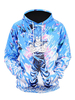 Sweat modeste à capuche en polyester Top manches longues normal bleu impression casual street style
