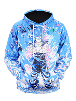 Sweat modeste à capuche en polyester Top manches longues normal bleu impression casual street style