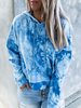 Sweat-shirt à capuche pour femme en coton imprimé tie-dye bleu marine foncé