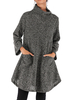 Sweat-shirt à capuche pour femme gris foncé à manches longues et rayures en mélange de coton