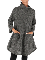 Sweat-shirt à capuche pour femme gris foncé à manches longues et rayures en mélange de coton