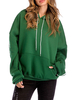 Sweat-shirt à capuche pour femme vert à manches longues avec cordon de serrage et poches