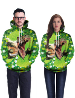 Sweat-shirt À Capuche Vert Avec Capuchon Imprimé Dinosaure Tricoté Sur Le Dessus Du Trèfle Vert St Patrick Déguisements