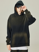 Sweat-shirt délavé en polaire pour homme Sweat-shirt à capuche vieilli pour homme