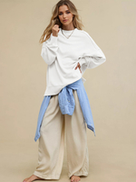 Sweat-shirt oversize de couleur unie à épaules tombantes hauts basiques de printemps pour femmes 2025