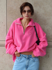 Sweat-shirts à col rabattu en polaire surdimensionnée rose vif pour femmes