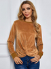 Sweat Teddy à Col Rond Femme avec Les Manches Longues Coupe Cintrée Unicolore Sweat Femme