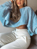 Sweat Teddy Fausse Fourrure Synthétique Femme Hiver à Col Rond avec Les Manches Longues Amples Taille Haute Sweat Teddy Femme