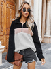 Sweat Teddy Femmes en Fausse Fourrure Synthétique Décontracté à Col Montant à Zip avec Manches Longues Cousu Les Couleurs