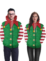 Sweater À Capuche Noël Imprimé Drôle Costume De Fête