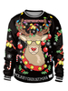 Sweater Imprimé Élan à Manches Longues Col Rond Noël Déguisements