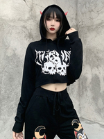 Sweats à capuche gothiques noirs Haut en coton gothique Sweats à capuche rétro