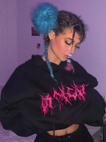 Sweats à capuche gothiques pour femmes en polyester à manches longues avec lettres imprimées