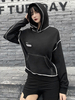 Sweats à capuche gothiques pour femmes Top en coton noir à manches longues Sweats à capuche rétro
