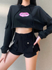 Sweats à capuche gothiques pour femmes Top rétro en coton noir à col bijou
