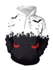 Sweats à capuche pour hommes à capuche manches longues en polyester motif effrayant sweat-shirt blanc