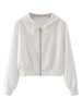 Sweats à Capuches Courts Femmes avec Manches Longues à Zip Unicolore Sweats à Capuches