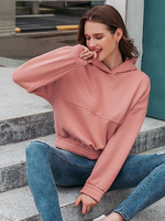 Sweats à Capuches Femmes Courts Décontratés Taille Hautes avec Manches Longues Amples Unicolore