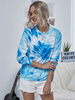 Sweats Tops Femmes Courts Imprimés à Col Rond avec Manches Longues Bicolores Sweats Tops Femmes