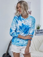 Sweats Tops Femmes Courts Imprimés à Col Rond avec Manches Longues Bicolores Sweats Tops Femmes