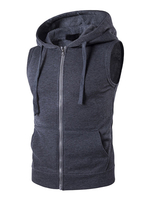 Sweatshirt Hommes 2021 manches à capuche en coton Sweat à cordonnet Zip Gilet à capuche avec poches