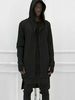 Sweatshirt hommes noir 2021 à zip à capuche Longline Jersey Veste manches longues en coton à capuche