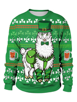 Sweatshirt Vert St Patrick Pull En Trèfle Imprimé 3d Unisexe Haut Irlandais À Manches Longues Déguisements